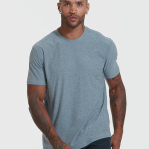 Heather Indigo Active Crew Neck Tee