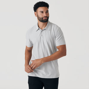 Heather Light Gray Active Short Sleeve Polo