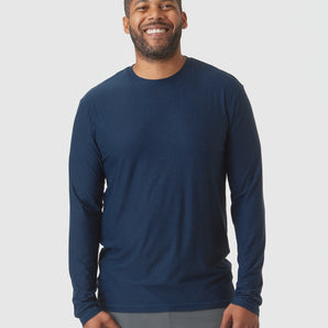 Deep Sea Blue Heather Active Long Sleeve Crew T-Shirt