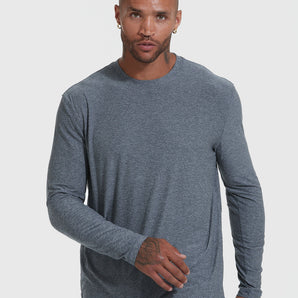 Heather Navy Active Long Sleeve Crew T-Shirt