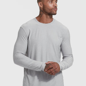 Heather Light Gray Active Long Sleeve Crew T-Shirt