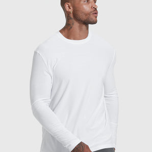 White Active Long Sleeve Crew T-Shirt