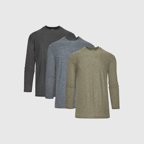 Heather Color Active Long Sleeve Crew 3-Pack