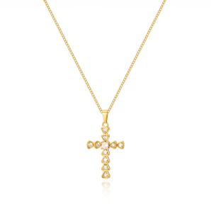 Studded Cross Pendant Necklace